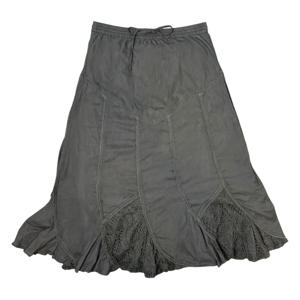 Y2K Chaundry Black Maxi Knit Detail Parachute Skirt Size Large
